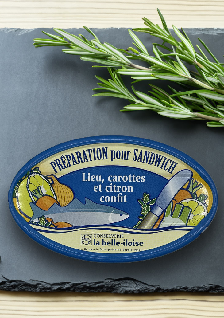 La belle-iloise Sandwich Aufstrich mit Seelachs, Karotten und kandierten Zitronen