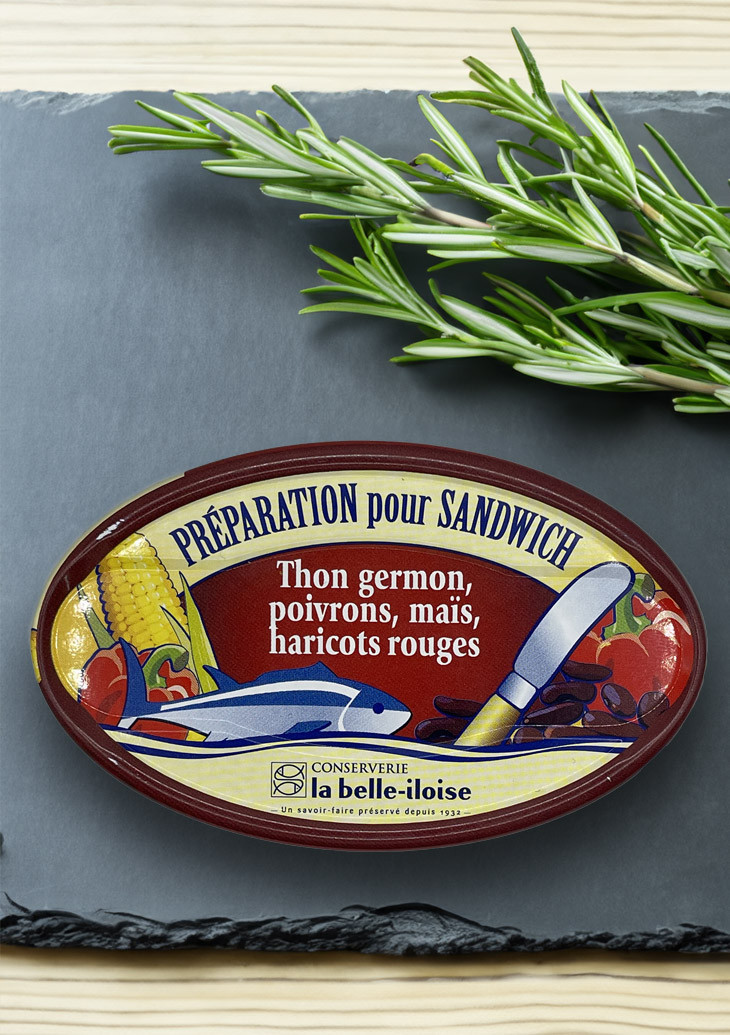 La belle-iloise Sandwich Aufstrich mit weißem Thunfisch, Paprika, Mais und Feuerbohnen