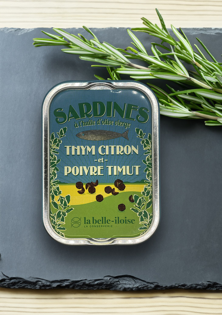 La belle-iloise Sardinen mit Zitronenthymian und Timut-Pfeffer