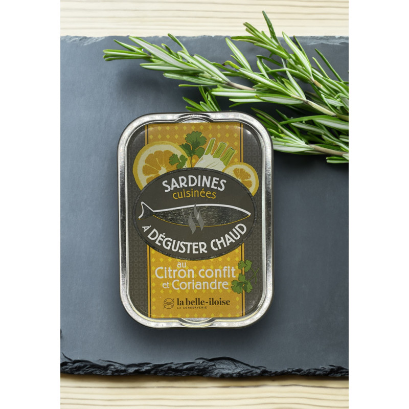 La belle-iloise Sardinen mit Zitronen-Confit und Koriander zum Braten