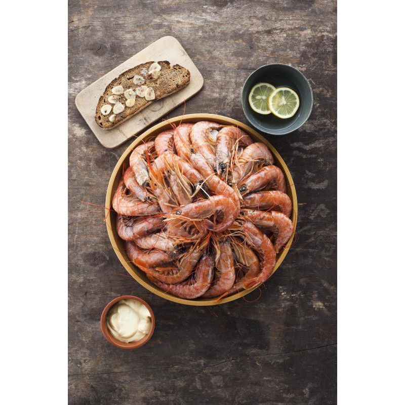 Argentinische Rotgarnelen mit Kopf und Schale