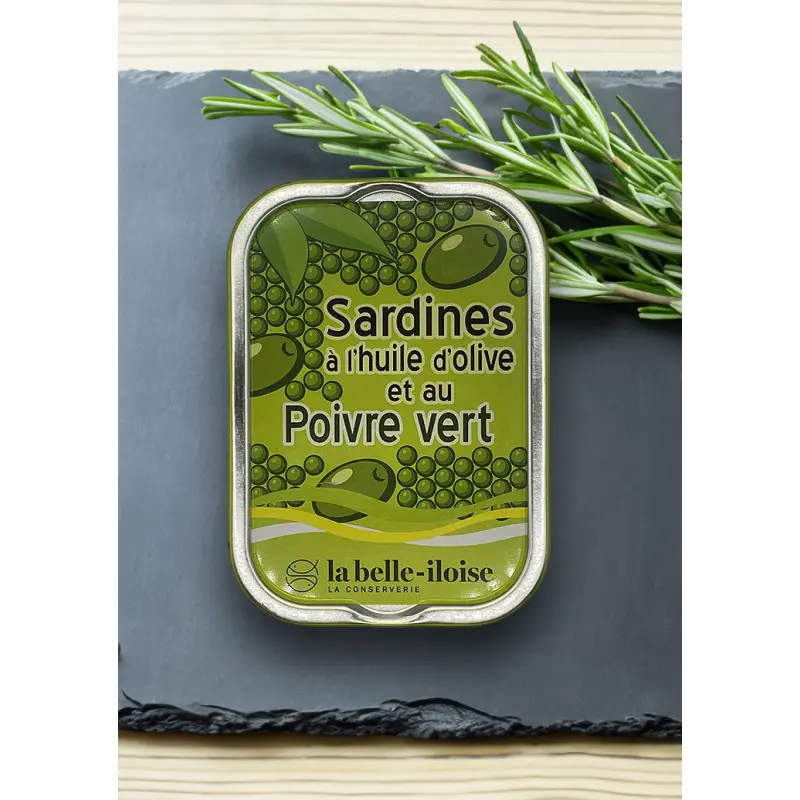 La belle-iloise Sardinen in Olivenöl mit grünem Pfeffer