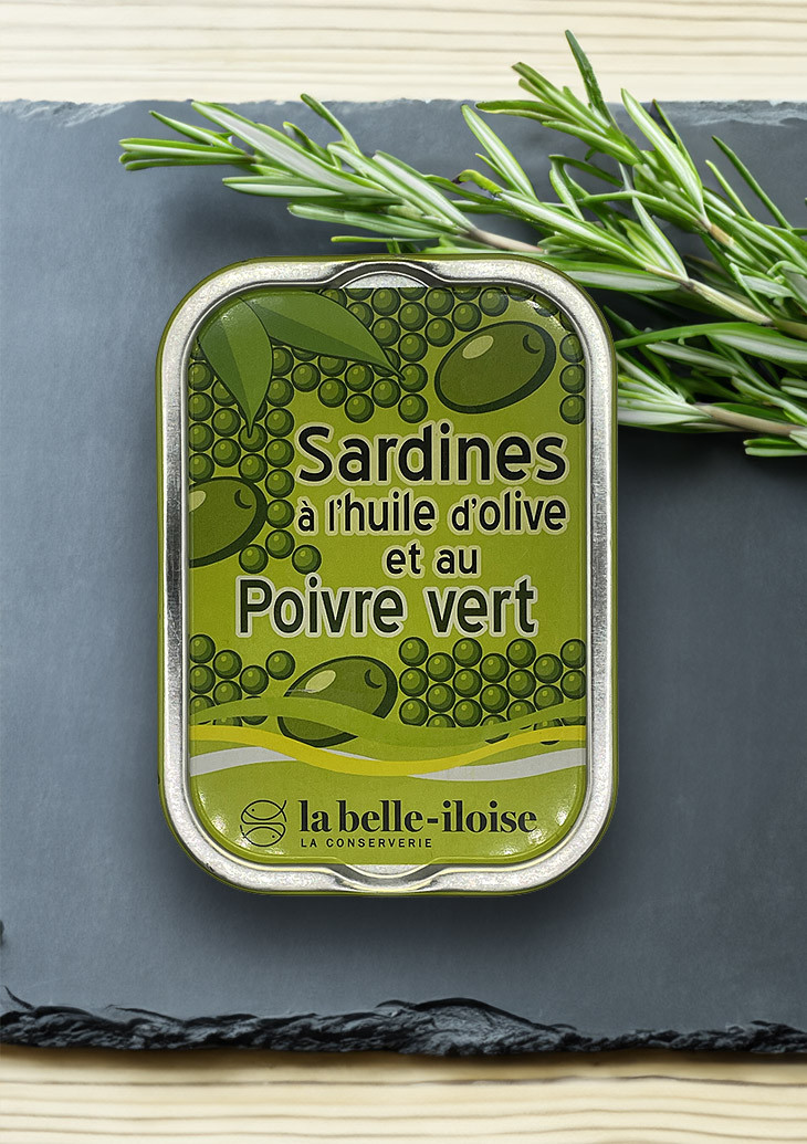 La belle-iloise Sardinen in Olivenöl mit grünem Pfeffer