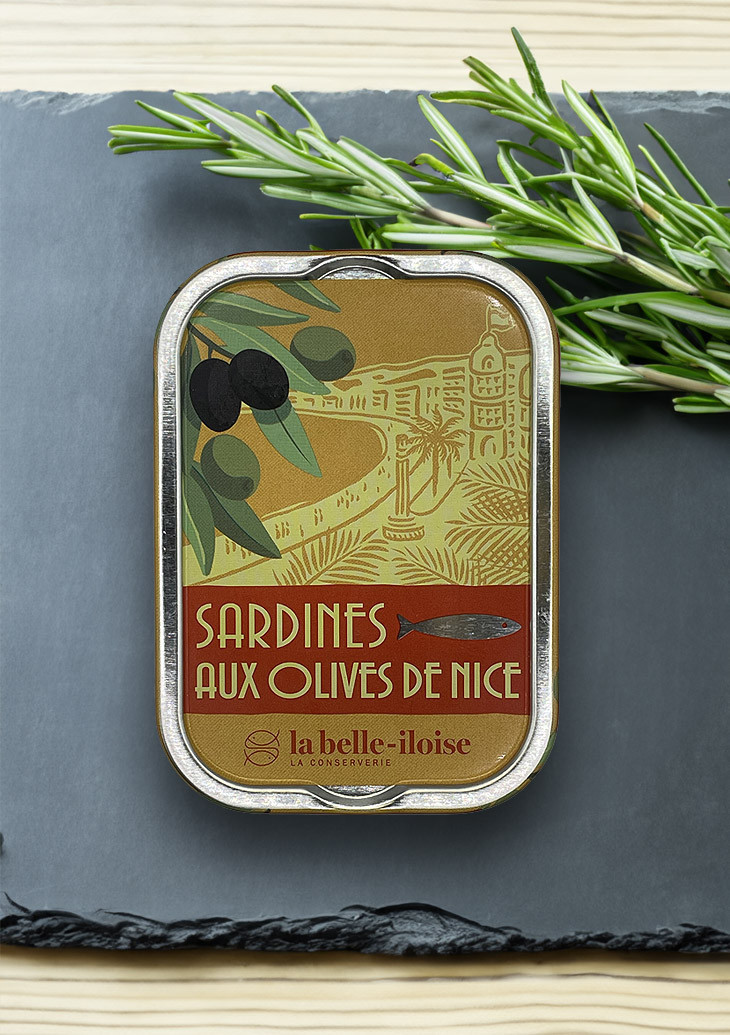 La belle-iloise Sardinen mit Nizza-Oliven