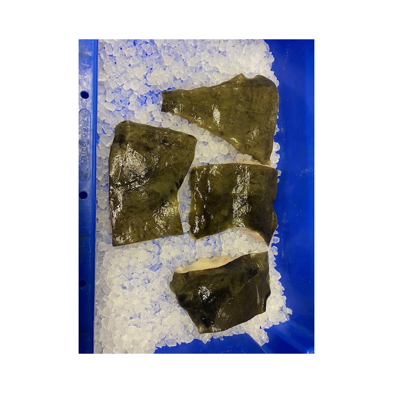 Frisches weißes Heilbutt-Filet mit Haut