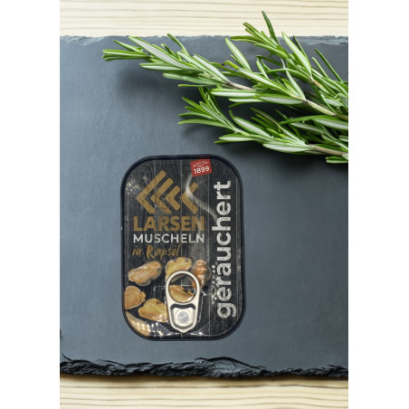 Larsen geräucherte Muscheln in Rapsöl