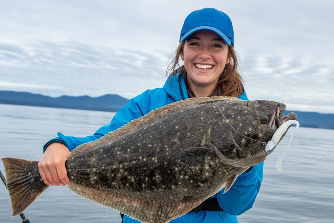 Kapitaler Heilbutt gefangen – imposanter Plattfisch aus dem Nordatlantik
