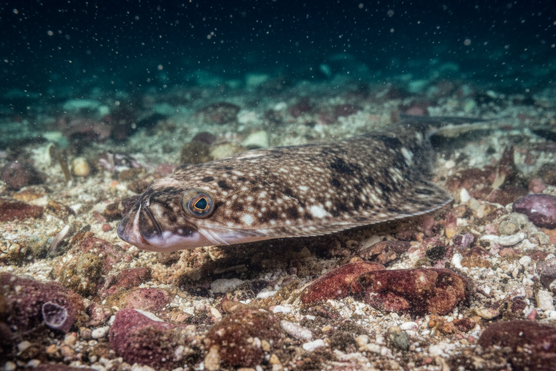 Heilbutt am Meeresboden – perfekte Tarnung im natürlichen Habitat