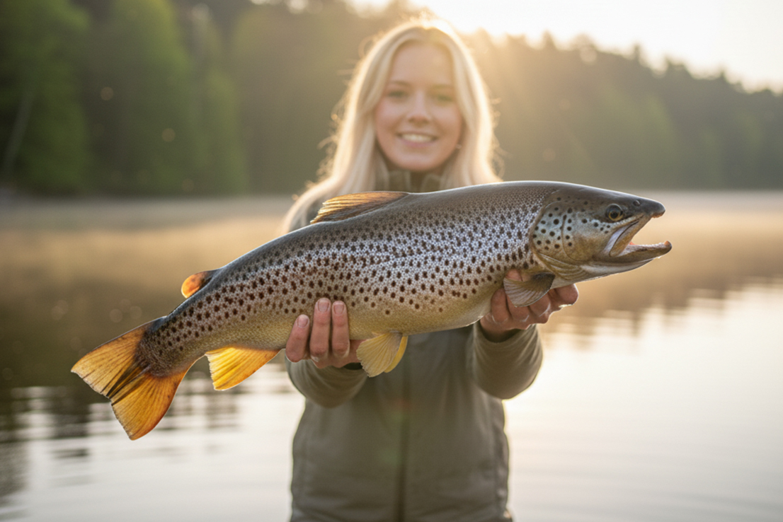 Seeforelle in der Dämmerung gefangen – optimale Angelzeit