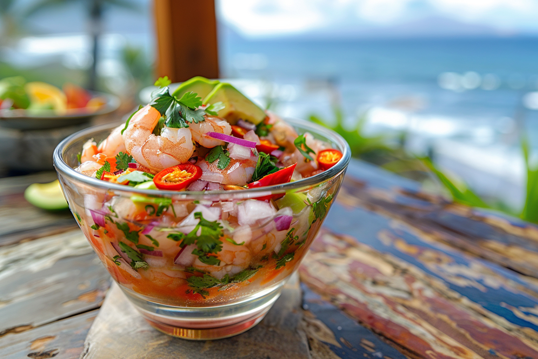 Garnelen Ceviche mit roten Garnelen aus Argentinien