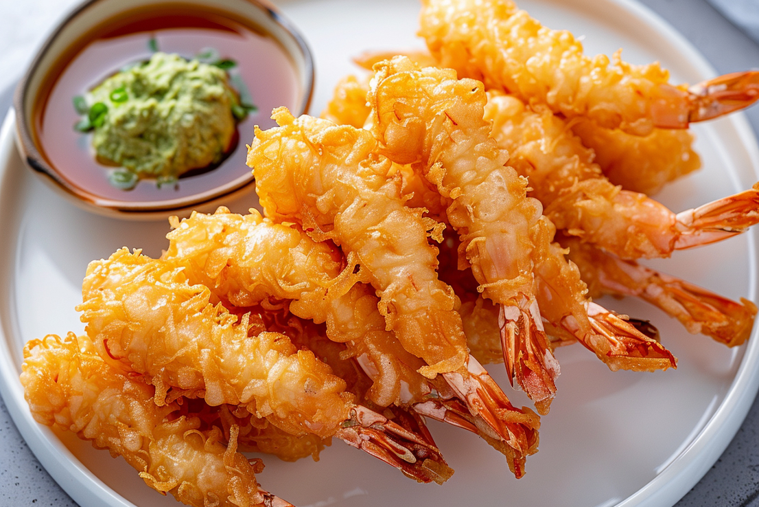 Tempura-Garnelen mit Wasabi