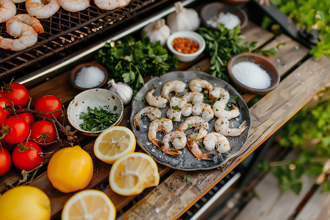 Gegrillte Garnelen mit mediterranen Kräutern