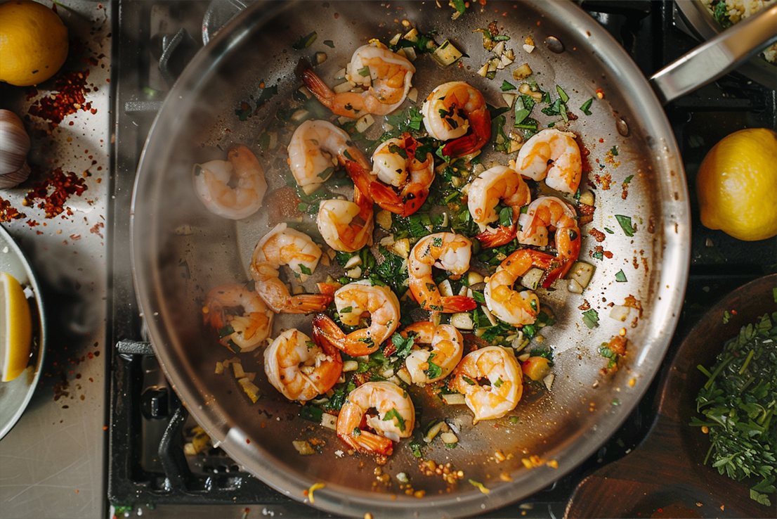 Rezept 4: Scharfe Garnelen mit Knoblauch in der Pfanne