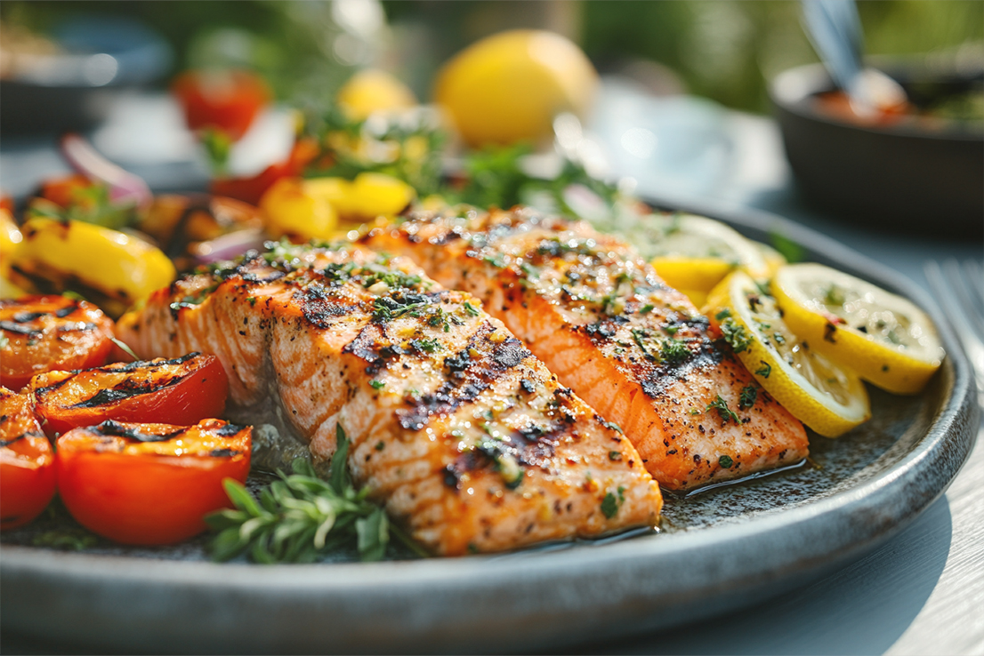 Gegrilltes Lachsfilet