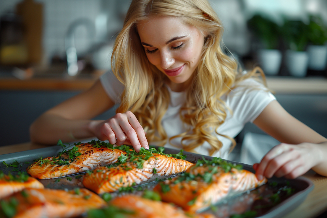 Vorbereitung der Lachsfilets zum Grillen