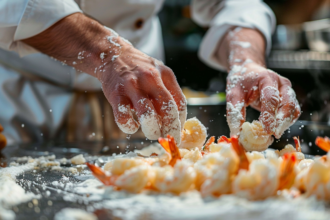 Zubereitung des Teigs für Tempura-Garnelen