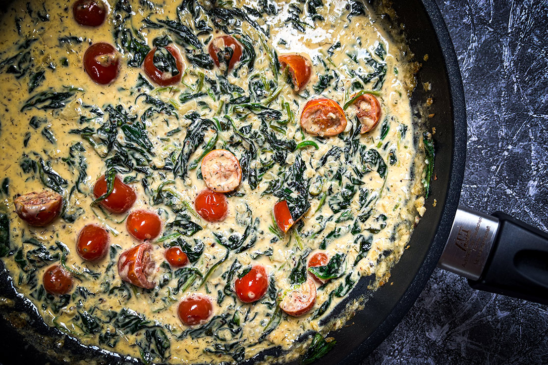 Lachs Toskana Spinat-Sahne-Sauce