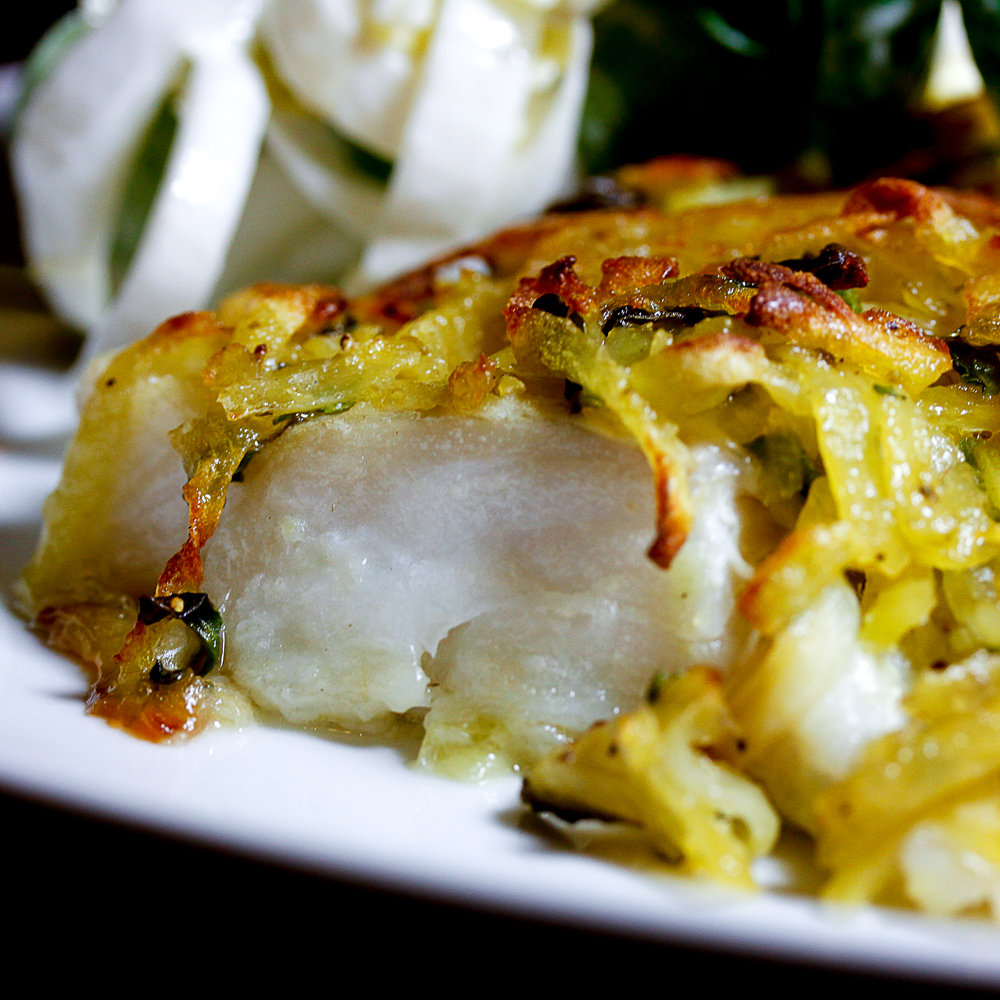 Kabeljau mit Wasabi-Kartoffel-kruste