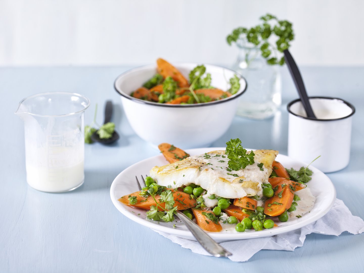 Kabeljau/Dorsch/Skrei mit Buttermilch-Haselnusssoße
