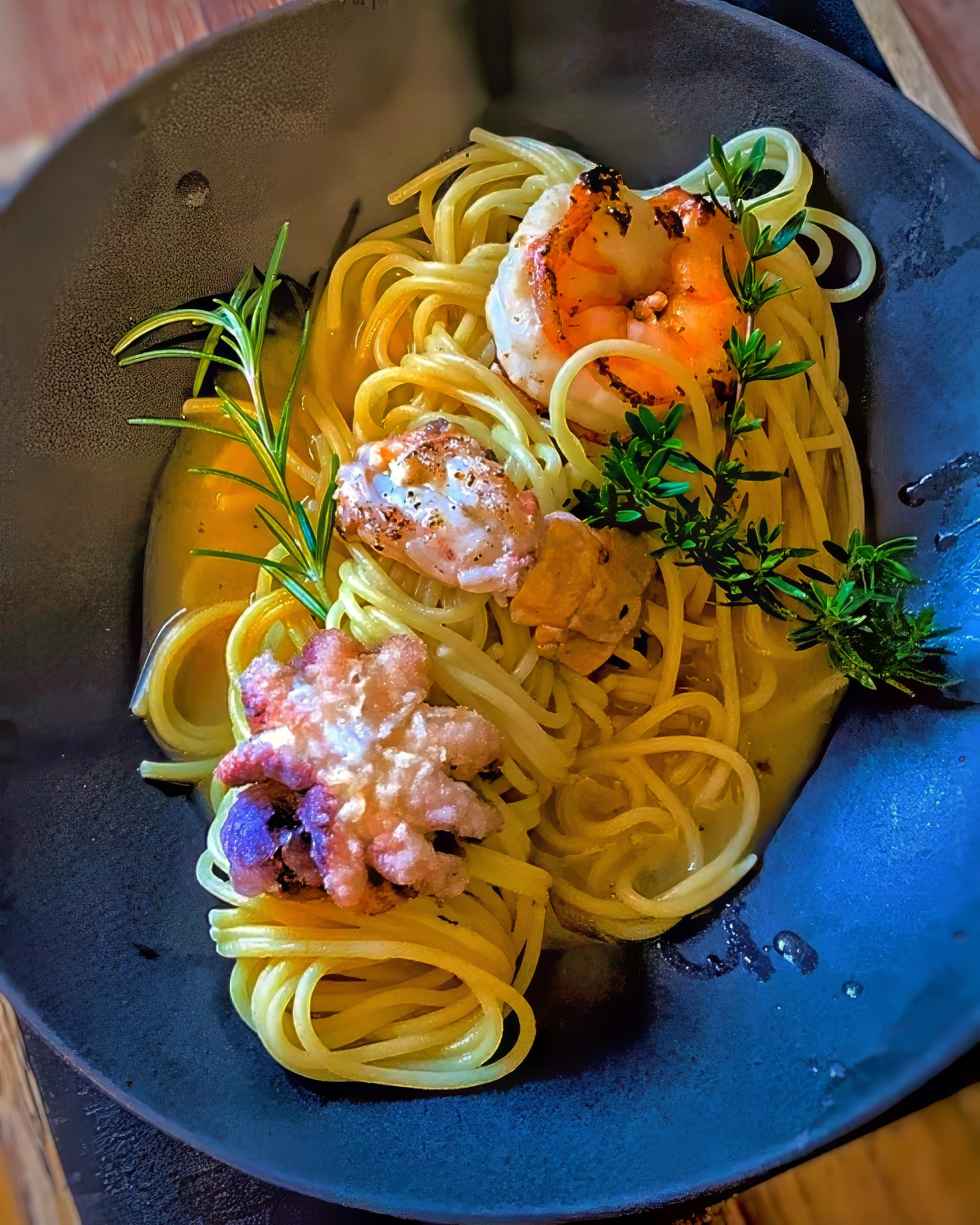 Rezept: Seafood-Pasta mit Kaisergranat, Garnele & Baby-Oktopus
