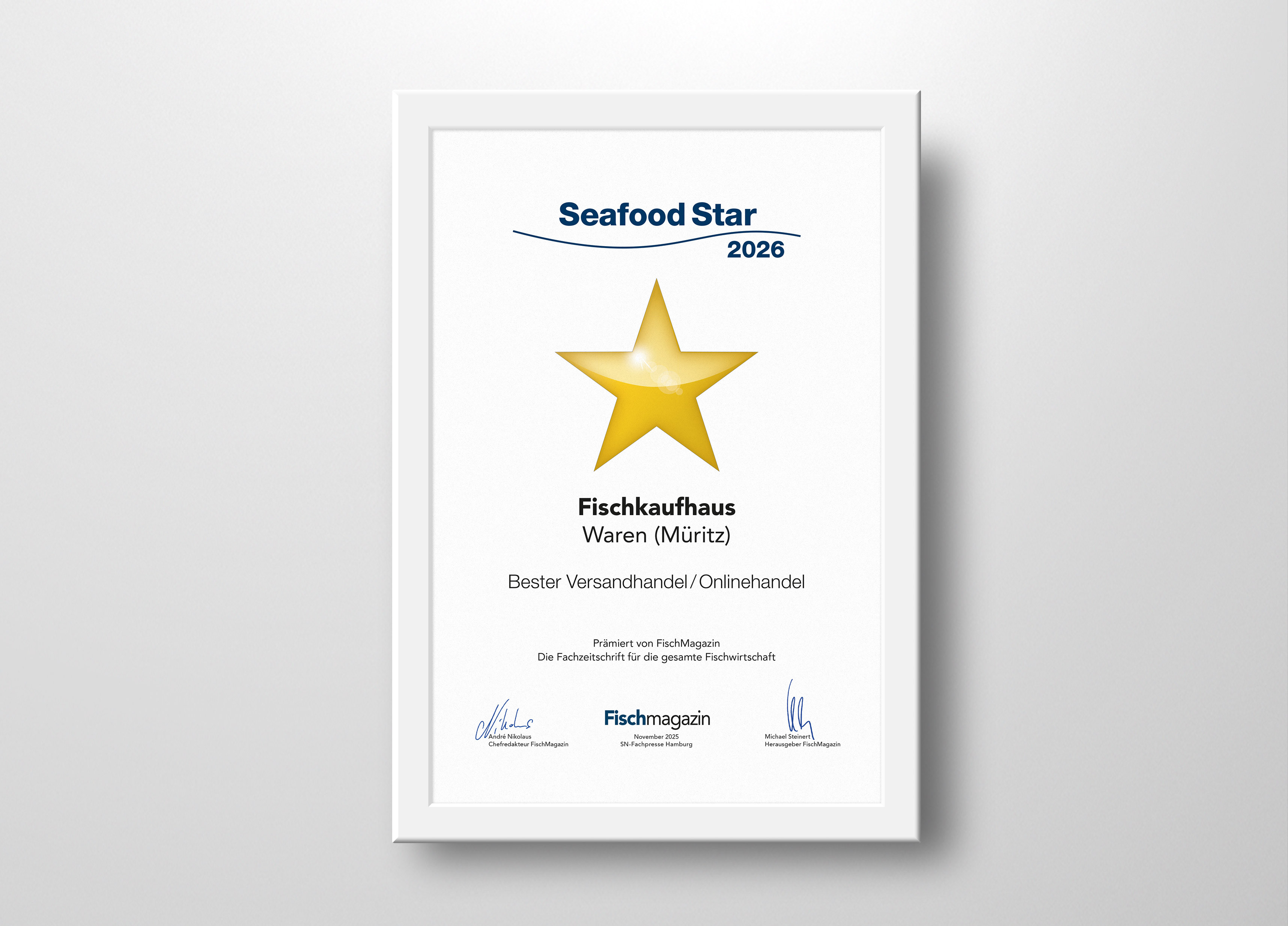Fischkaufhaus.de gewinnt den Seafood Star 2026 – Auszeichnung als bester Onlinehandel Deutschlands