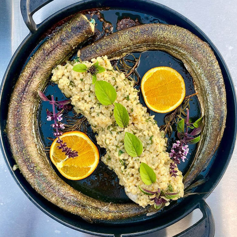 Hornhecht mit Spinat Risotto Hornhecht mit Spinat Risotto