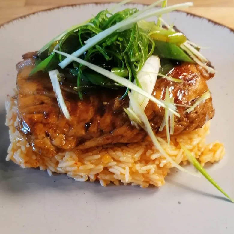 Honig-Balsamicolachsfilet mit Reis Honig-Balsamicolachsfilet mit Reis