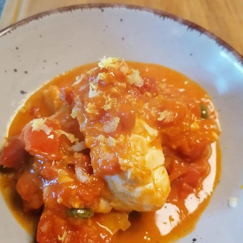 Kabeljau Loin in Tomatensauce Kabeljau Loin in Tomatensauce